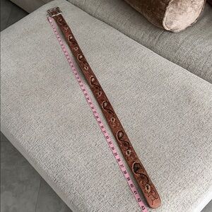 Lucky Brand Brown leather embroidery Belt L
